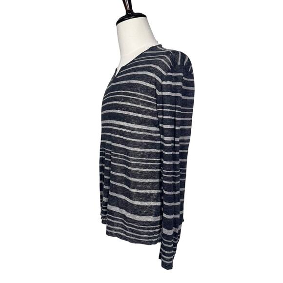John Varvatos | Men | Dark Stripe Slub Linen Sheer Lightweight LS Shirt | Large - Picture 4 of 9
